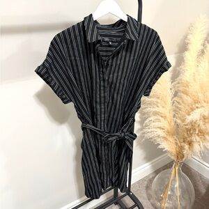 Dynamite Striped Button-Up Shirt Dress / Tunic 🤍🖤 | Size Large